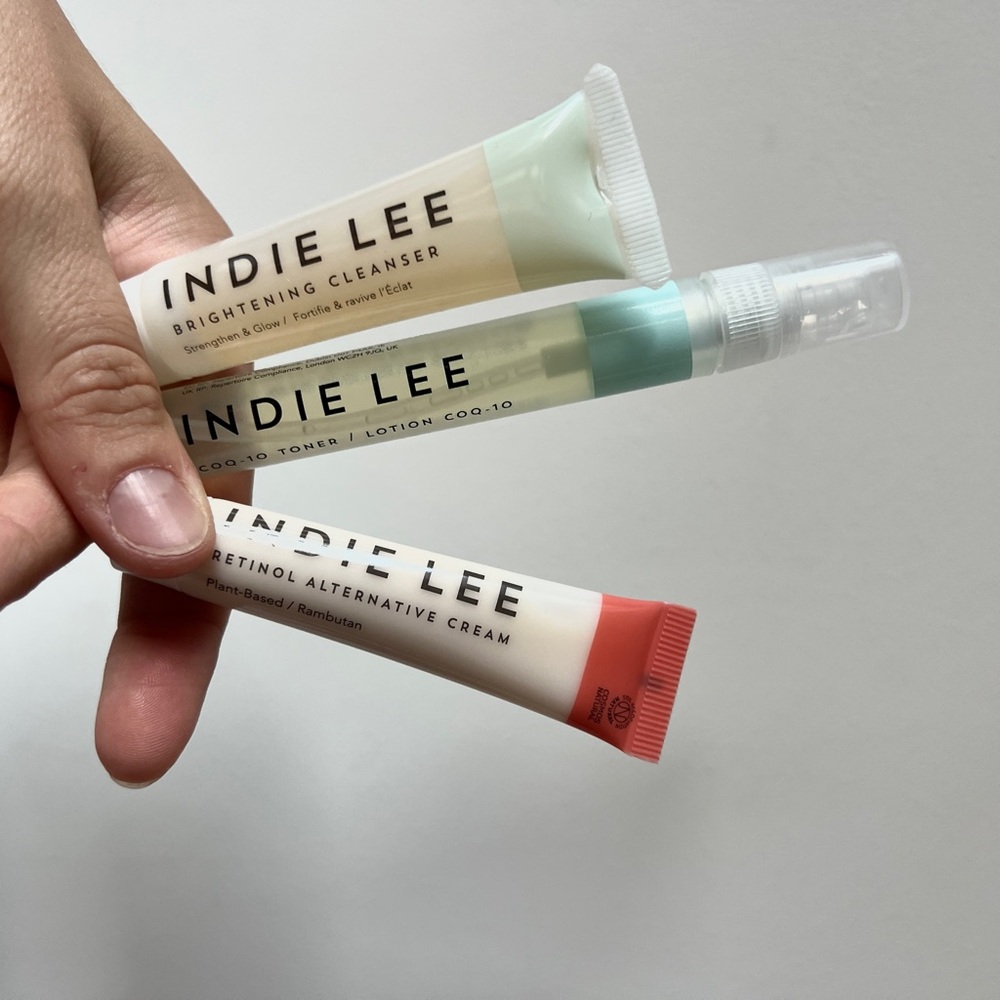 Indie Lee bundle of 3 brightening cleanser COQ-10 toner retinol discovery set